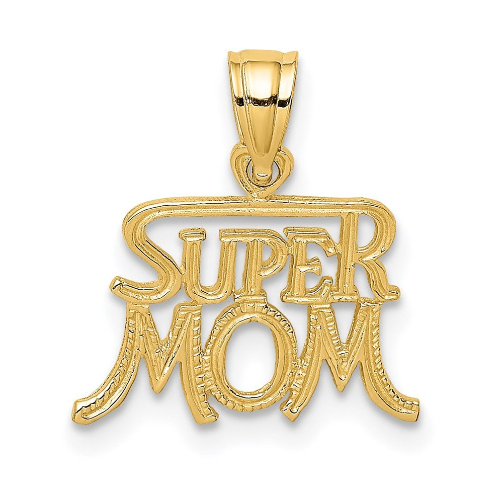 14k Yellow Gold SUPER MOM Charm