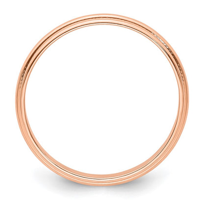 14k Rose Gold 3mm Lightweight Milgrain Half Round Wedding Band Ring Size 12.5