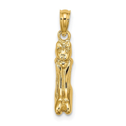 14k Yellow Gold 3D Polished MARCO ISLAND Cat Charm Pendant for Women