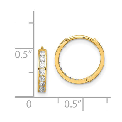 14k Yellow Gold Cubic Zirconia Hinged Hoop Earrings