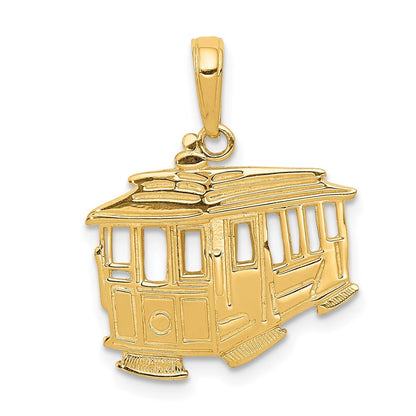 14k Yellow Gold Cable Car Pendant for Women
