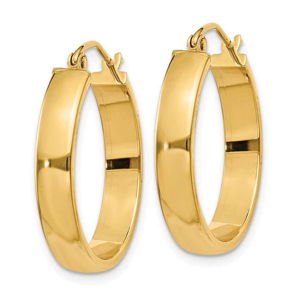 14k Yellow Gold Polished Hoop Earring Gift for Women