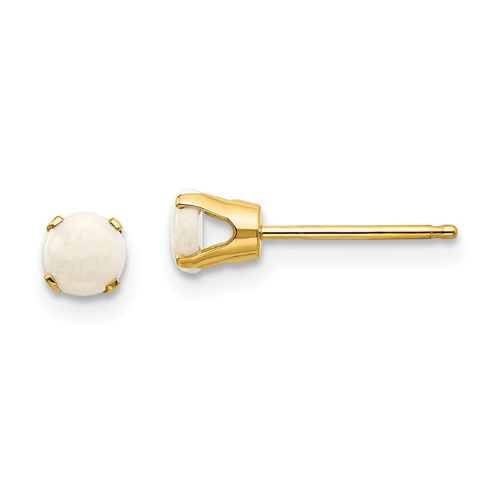 14k Yellow Gold 4mm October/Opal Earrings