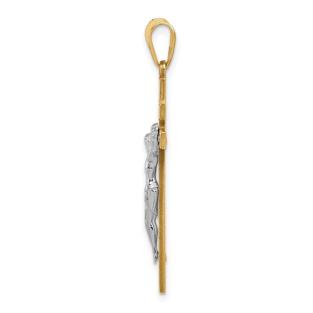 14k Two-tone Gold INRI Crucifix Pendant for Women