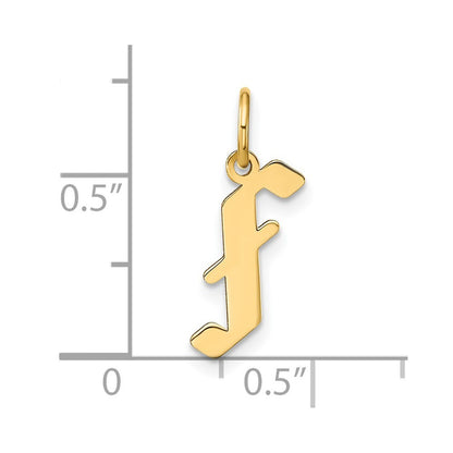 14k Yellow Gold Letter F Initial Pendant
