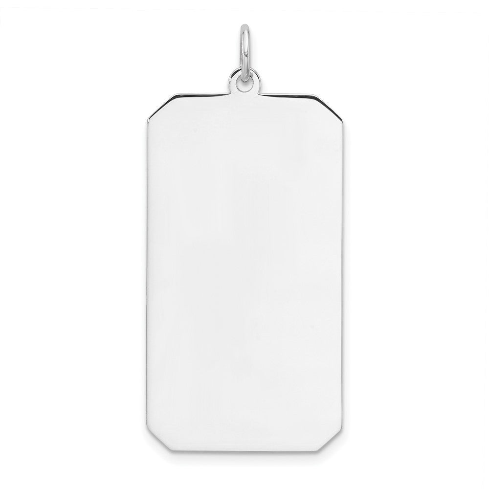 Sterling Silver Rhod-plate Rectangle Polish Front Satin Back Disc Charm
