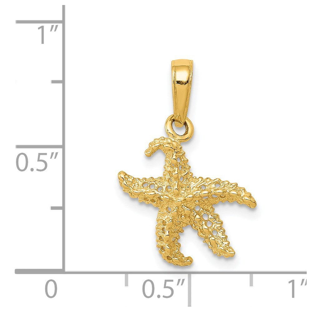 14k Yellow Gold Starfish Pendant for Women