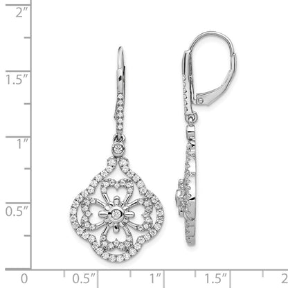 14k White Gold Diamond Fancy Leverback Drop & Dangle Earrings