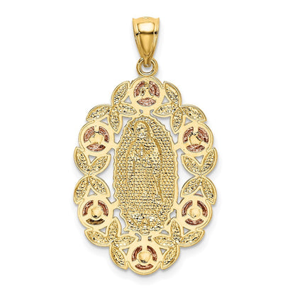 14k Two-tone Gold White Rhodium Lady Of Guadalupe Pendant for Women