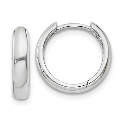 14k White Gold Round Hinged Hoop Earrings Gift for Women
