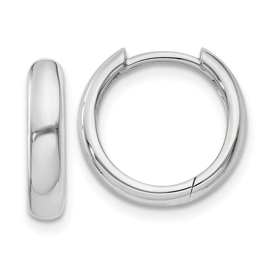 14k White Gold Round Hinged Hoop Earrings Gift for Women