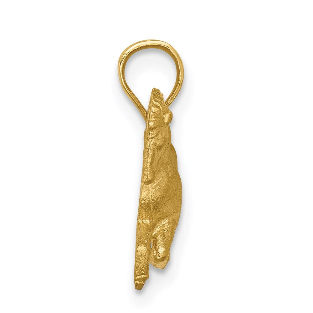 14k Yellow Gold Brushed and Diamond-cut Horse Pendant for Women