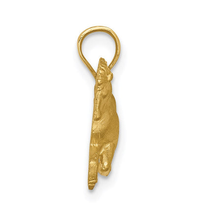 14k Yellow Gold Brushed and Diamond-cut Horse Pendant for Women