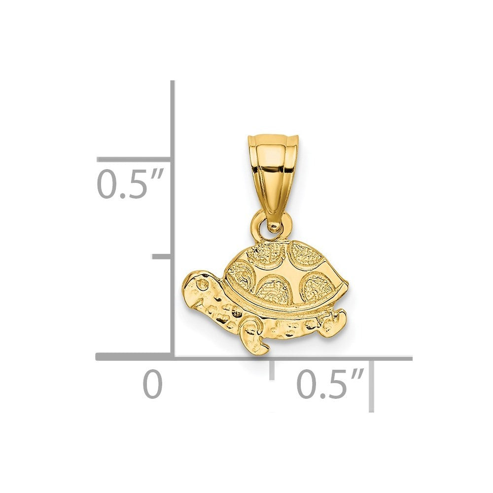 14k Yellow Gold Flat and Engraved Mini Turtle Charm