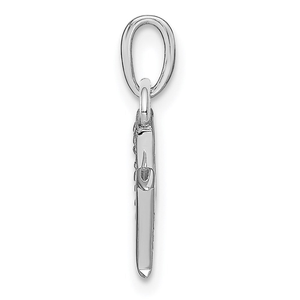 14k White Gold Rhodium-plated Diamond Letter M Initial Pendant for Women