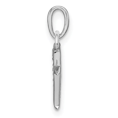 14k White Gold Rhodium-plated Diamond Letter M Initial Pendant for Women