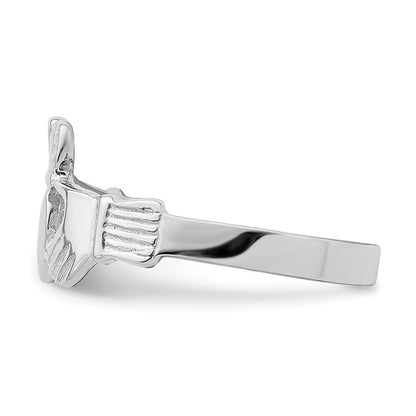14k White Gold Claddagh Ring Size 7
