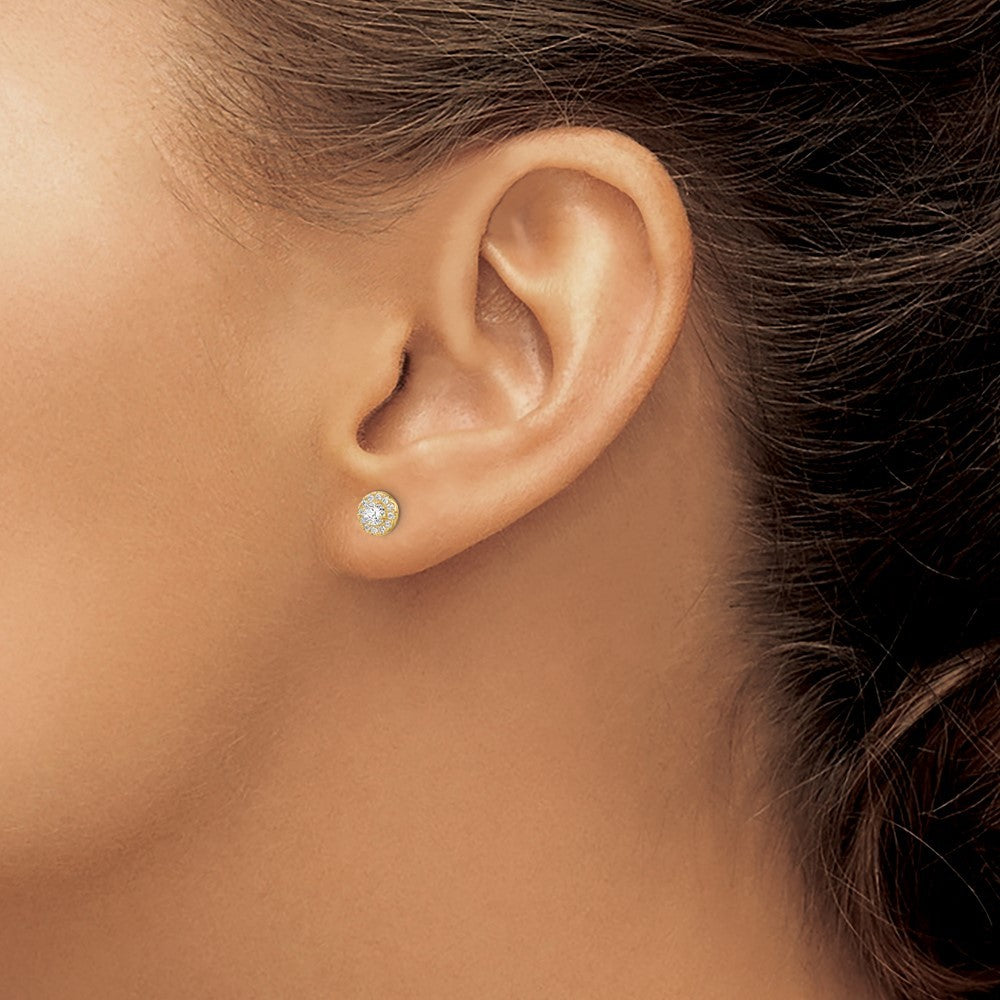 14k Yellow Gold CZ CircleEarrings