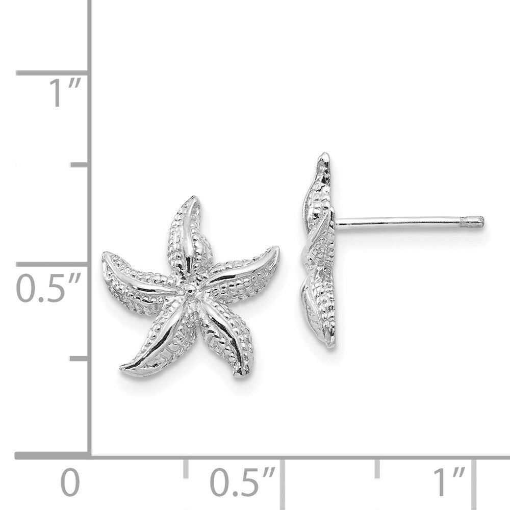 14k White Gold Starfish Stud Earrings Gift for Women