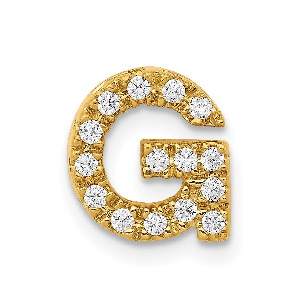 14k Yellow Gold  Diamond Letter G Initial Charm