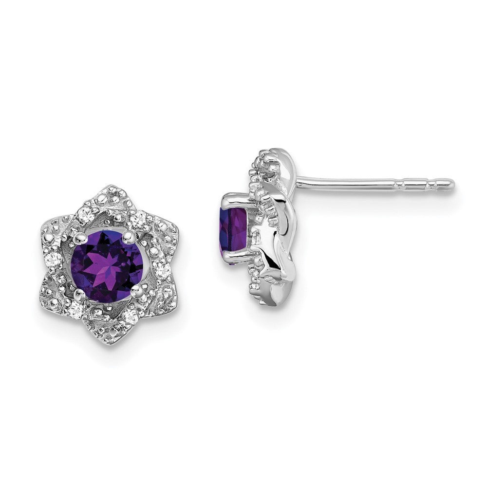14k White Gold Amethyst and Diamond Earrings