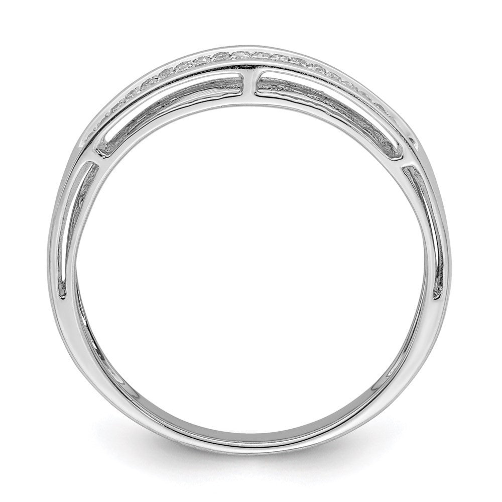 Sterling Silver Rhodium Plated Diamond Ladies Band Ring
