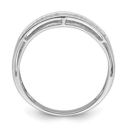 Sterling Silver Rhodium Plated Diamond Ladies Band Ring