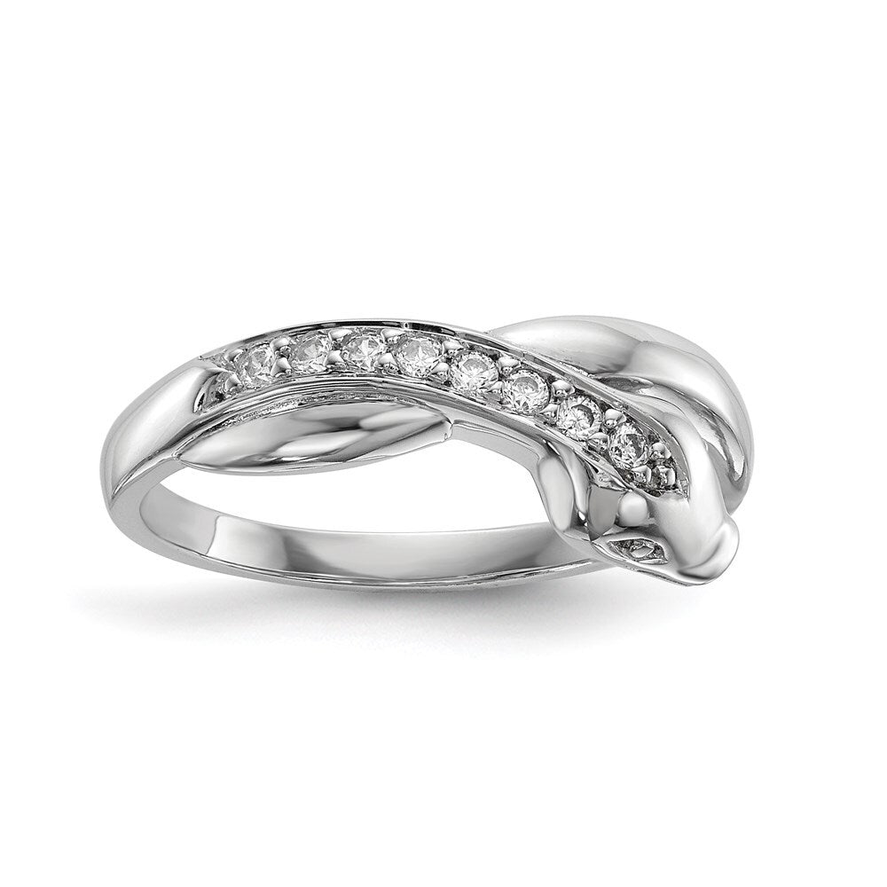 Sterling Silver Rhodium-plated Cubic Zirconia Snake Ring Size 6