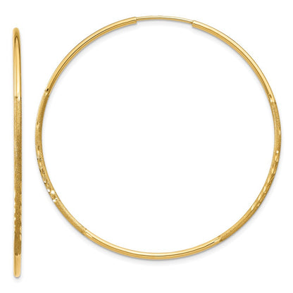 14k Yellow Gold 1.25mm Diamond-cut Endless Hoop Earring