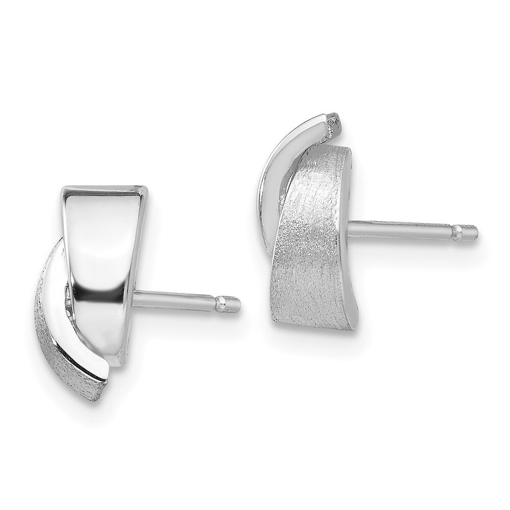 14k White Gold Polished & Satin Fancy Stud Earrings Gift for Women