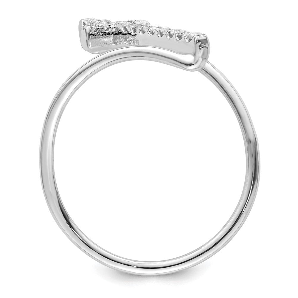 Sterling Silver Rhodium-plated Polished CZ Cross Ring Size 6