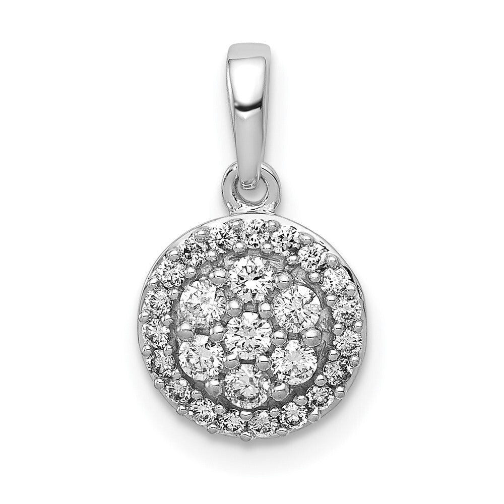 14k White Gold 1/4ct. Diamond Round Halo Cluster Pendant for Women