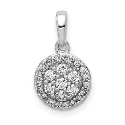 14k White Gold 1/4ct. Diamond Round Halo Cluster Pendant for Women