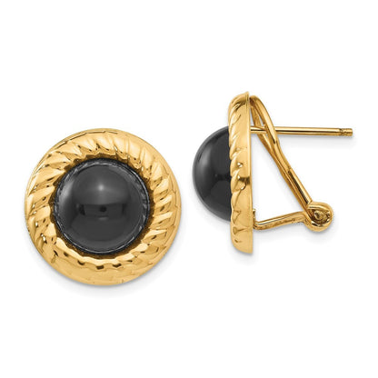 14k Yellow Gold Onyx Fancy Stud Earrings