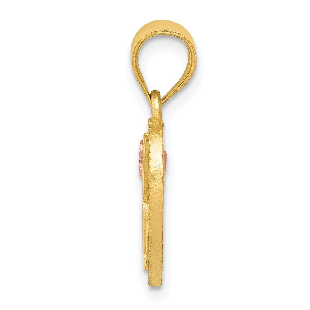 14k Yellow Gold Two-Tone Heart Letter K  Initial Pendant