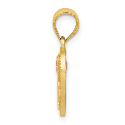 14k Yellow Gold Two-Tone Heart Letter K  Initial Pendant