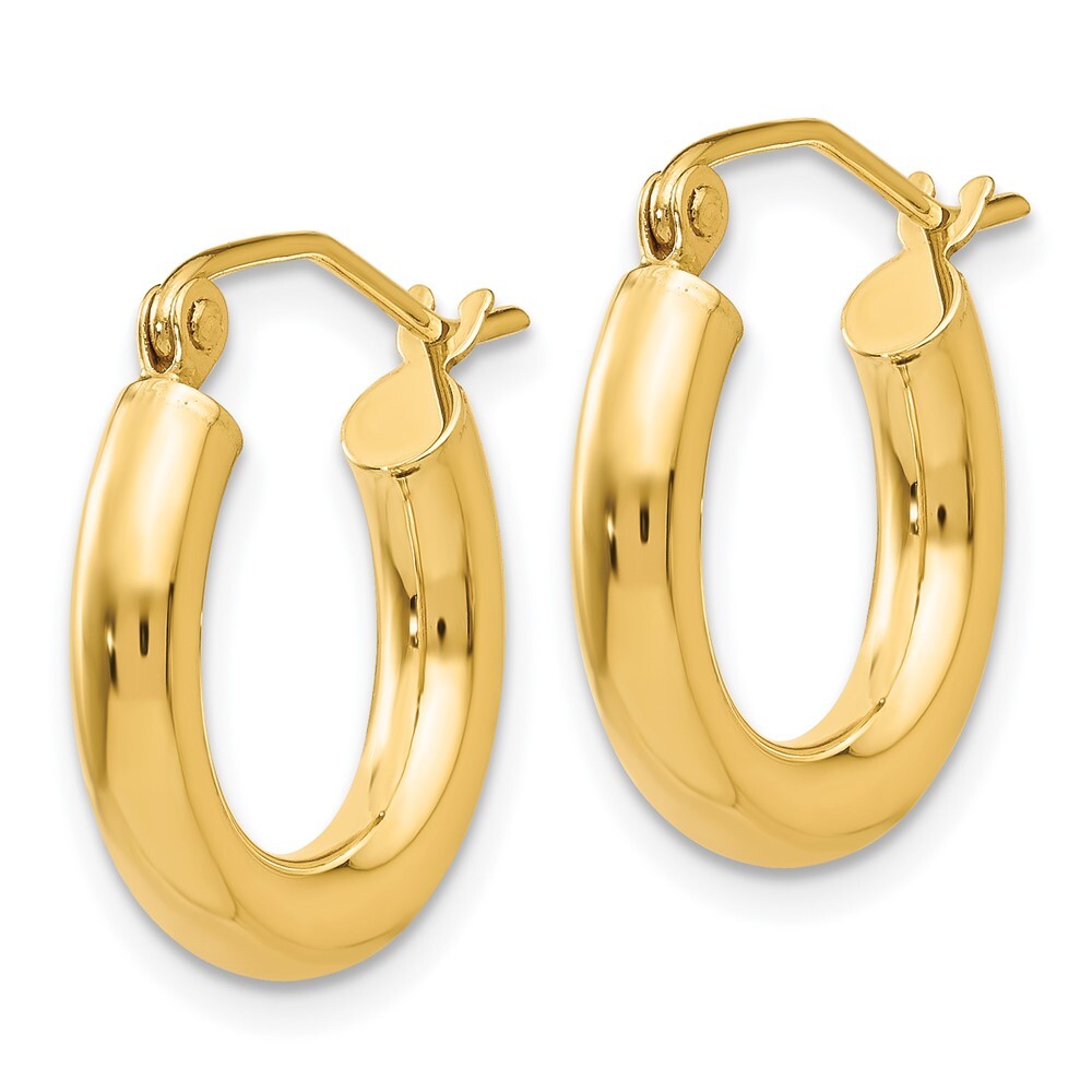 14k Yellow Gold Polished 3mm Tube Hoop Earrings Gift for Women