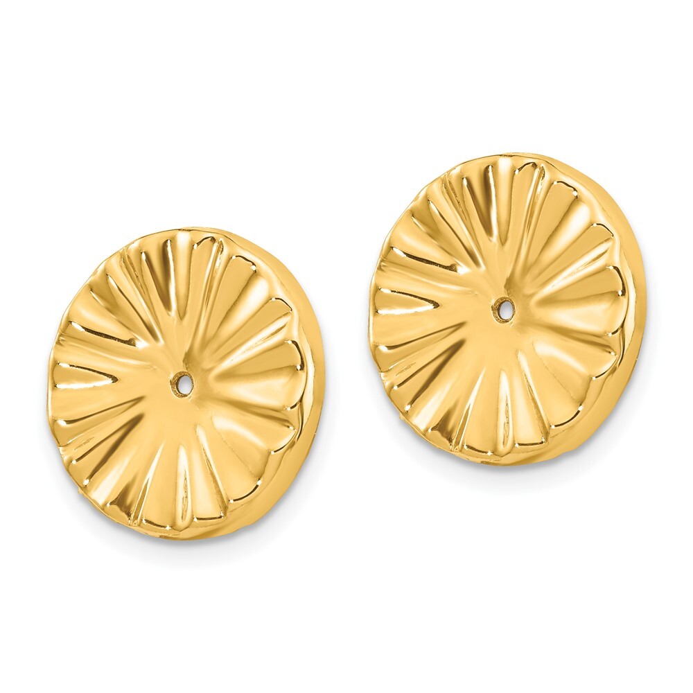 14k Yellow Gold Polished Sunburst Earring Jackets Gift for Women