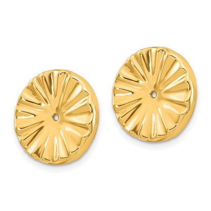 14k Yellow Gold Polished Sunburst Earring Jackets Gift for Women