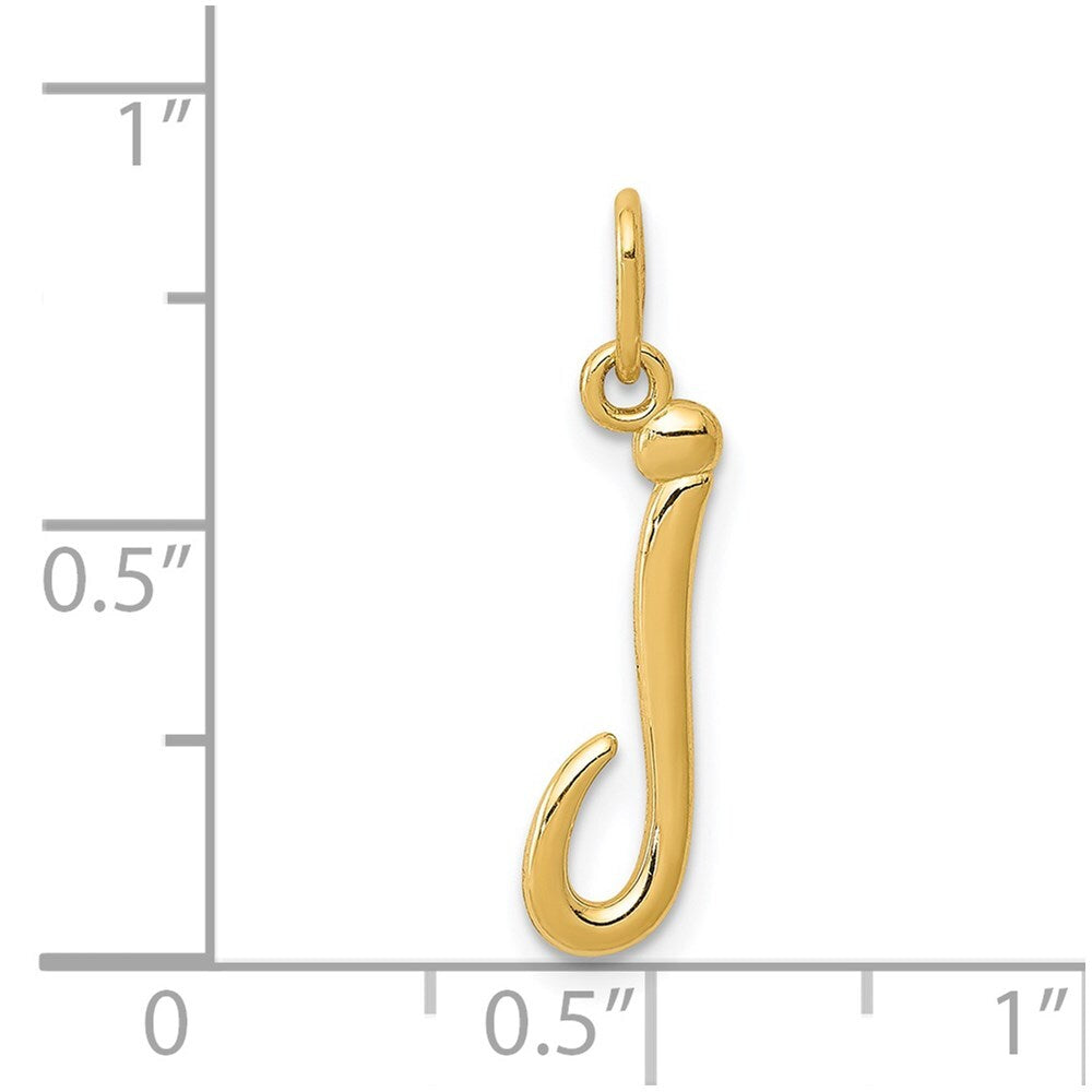 14k Yellow Gold Letter J Initial Charm Pendant for Women