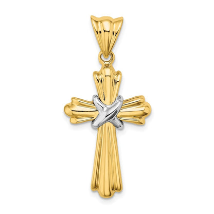 14K Two-Tone Gold Polished Cross X Center Design Charm