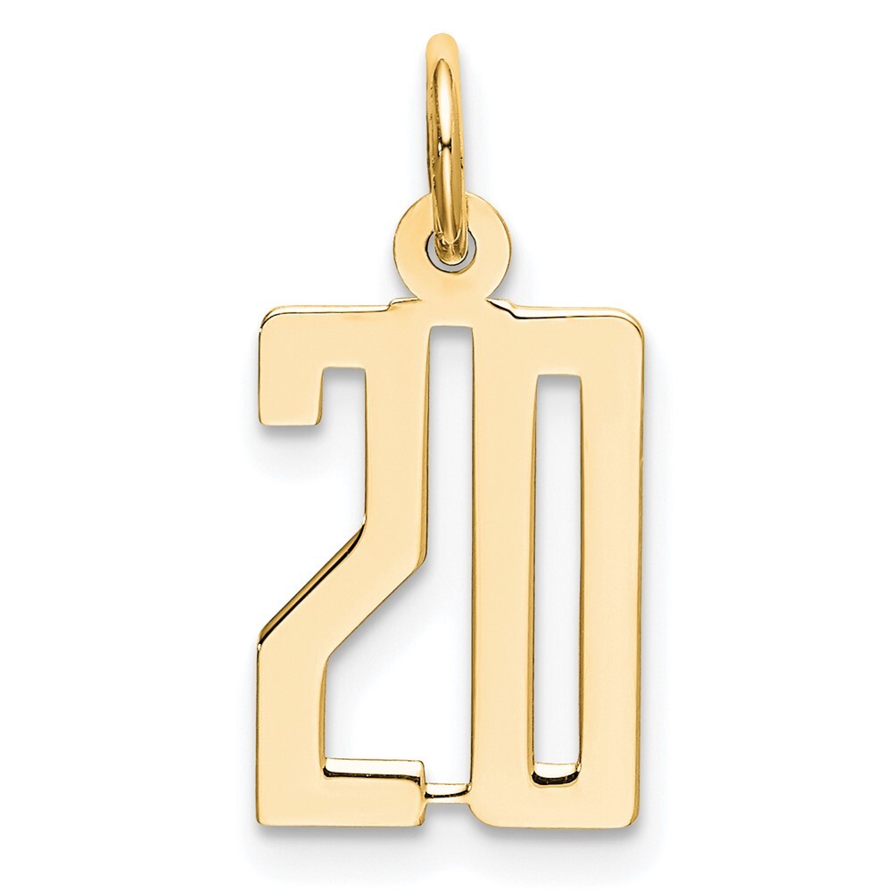 14k Yellow Gold Small Elongated Number 20 Charm Pendant for Women