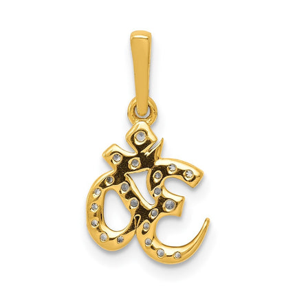 14k Yellow Gold 1/6ct. Diamond Om Pendant for Women