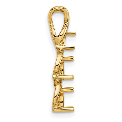 14k Yellow Gold Holds 3 Stone Criss-Cross Chain Slide Pendant Mounting for Women