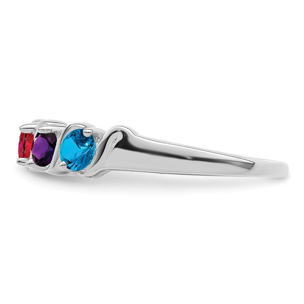 Sterling Silver Rhodium-plated Synthetic 4 Stone Mother's Ring