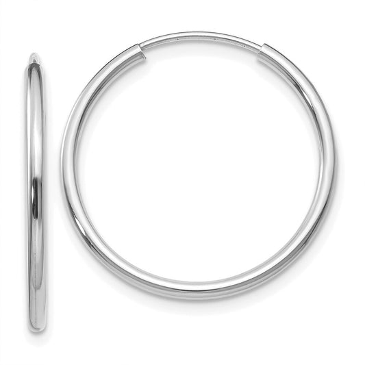 14k White Gold 1.5mm Polished Endless Hoop Earrings Gift for Women