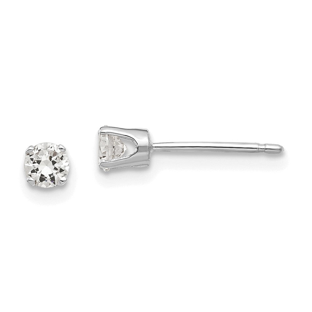 14k White Gold 3.25mm Cubic Zirconia Stud Earrings Gift for Women