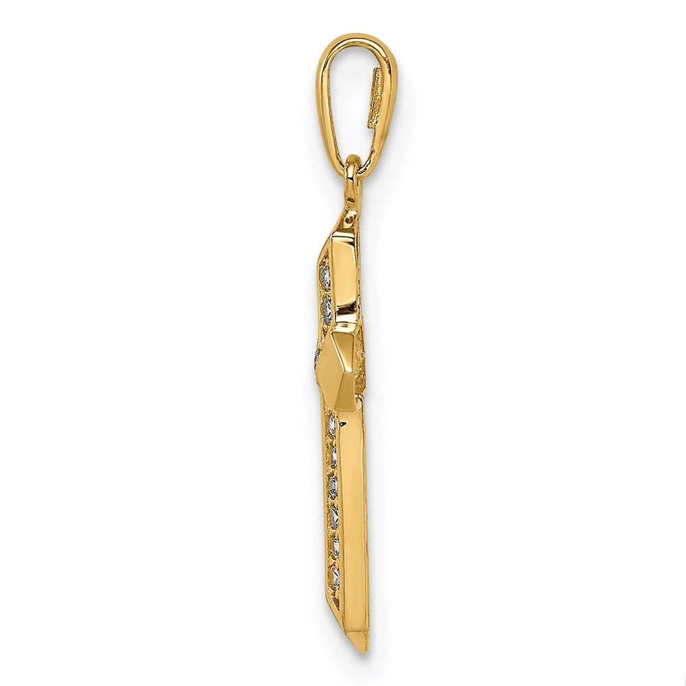 14k Yellow Gold Cross CZ Pendant