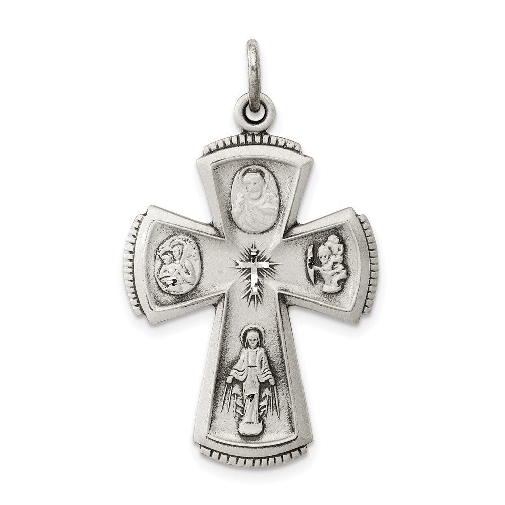 Sterling Silver Antiqued Cross Pendant Holiday Gift for Women