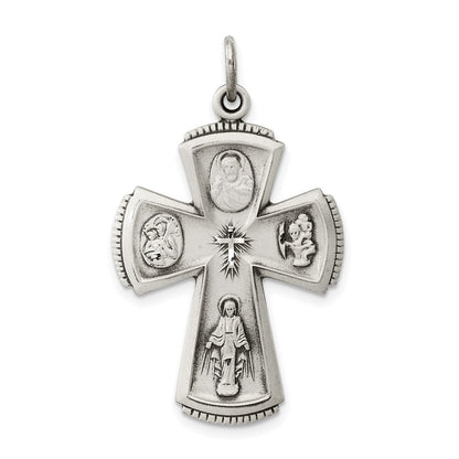 Sterling Silver Antiqued Cross Pendant Holiday Gift for Women